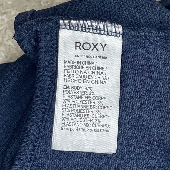 Roxy Good Keepsake Blue Crop Top Criss Cross Back Sporty Chic Surfer Athleisure - Picture 8 of 14